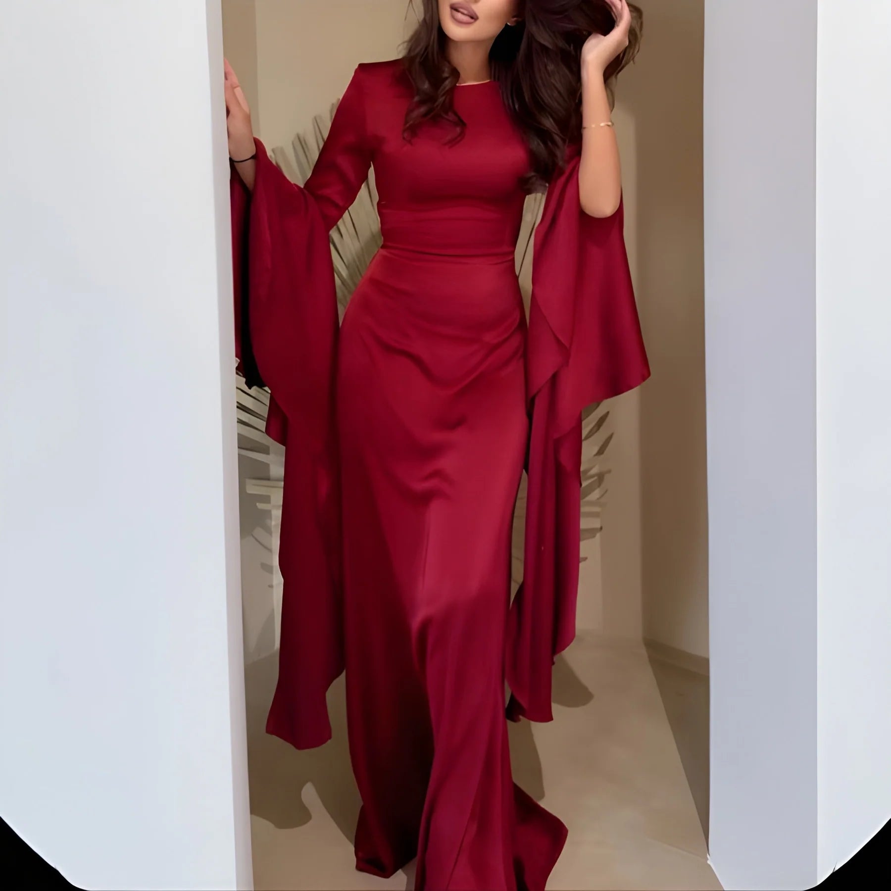 Long Sleeve Draped Maxi Dress for Women