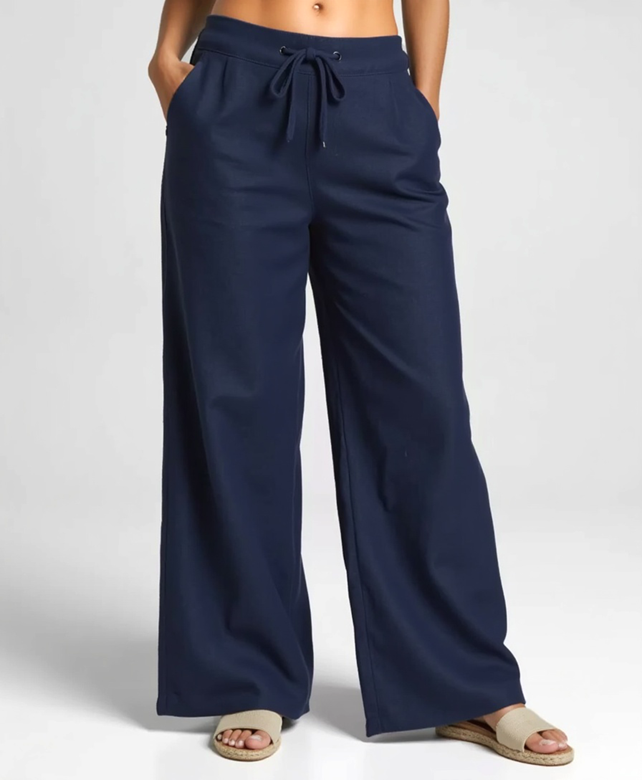 Luhvia | Women’s Linen Blend Loose Trousers with Elastic Waistband
