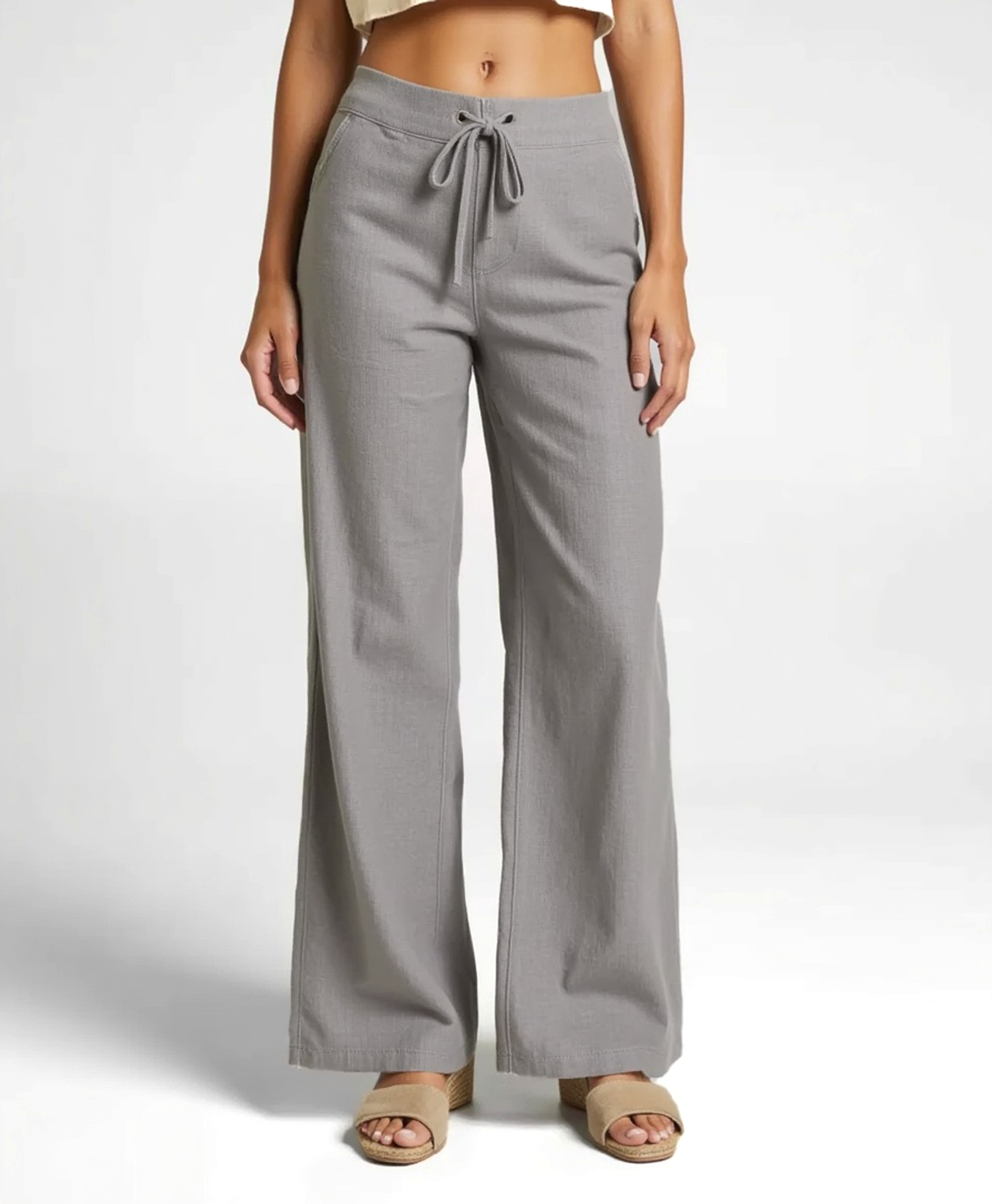 Luhvia | Women’s Linen Blend Loose Trousers with Elastic Waistband