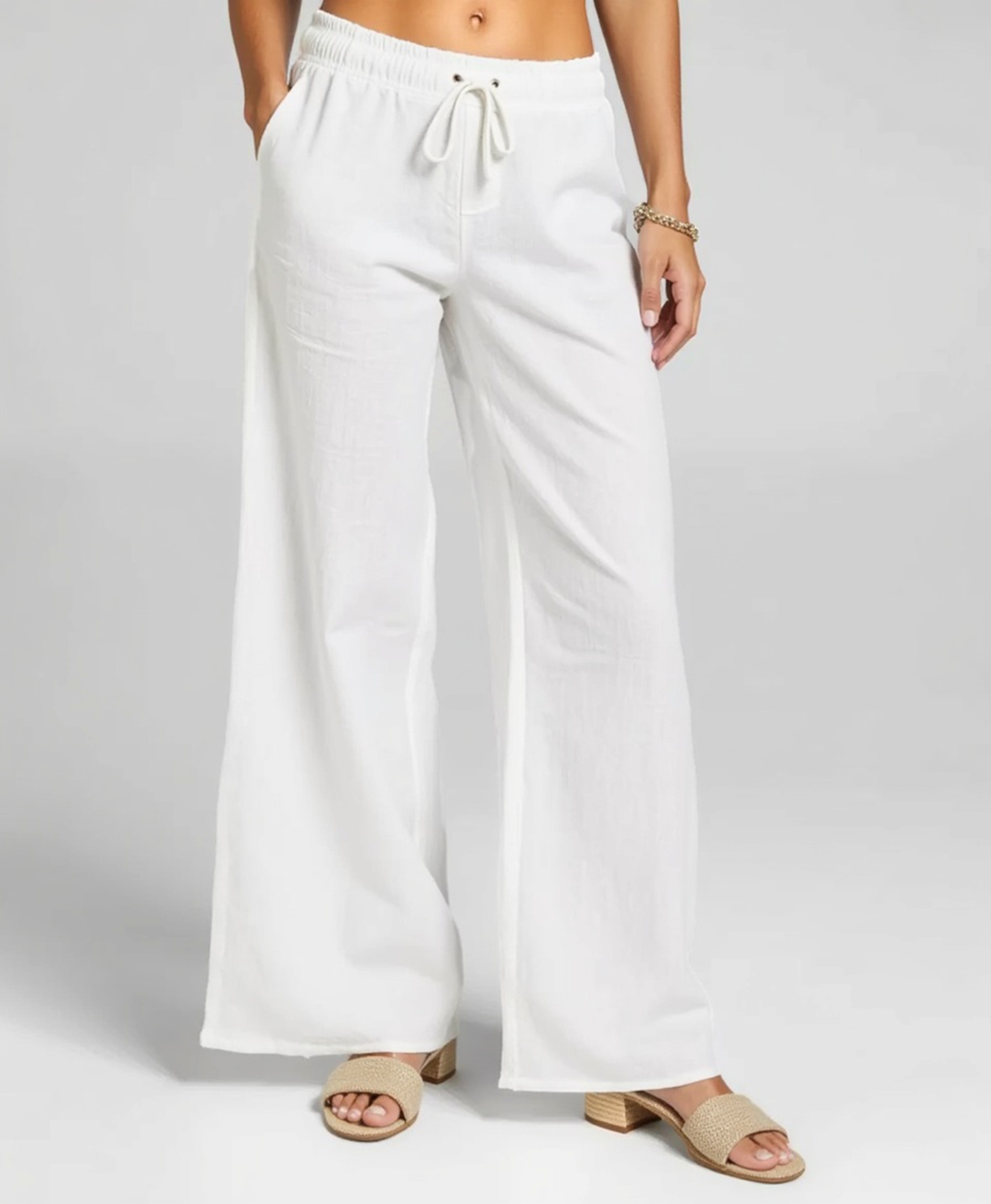 Luhvia | Women’s Linen Blend Loose Trousers with Elastic Waistband