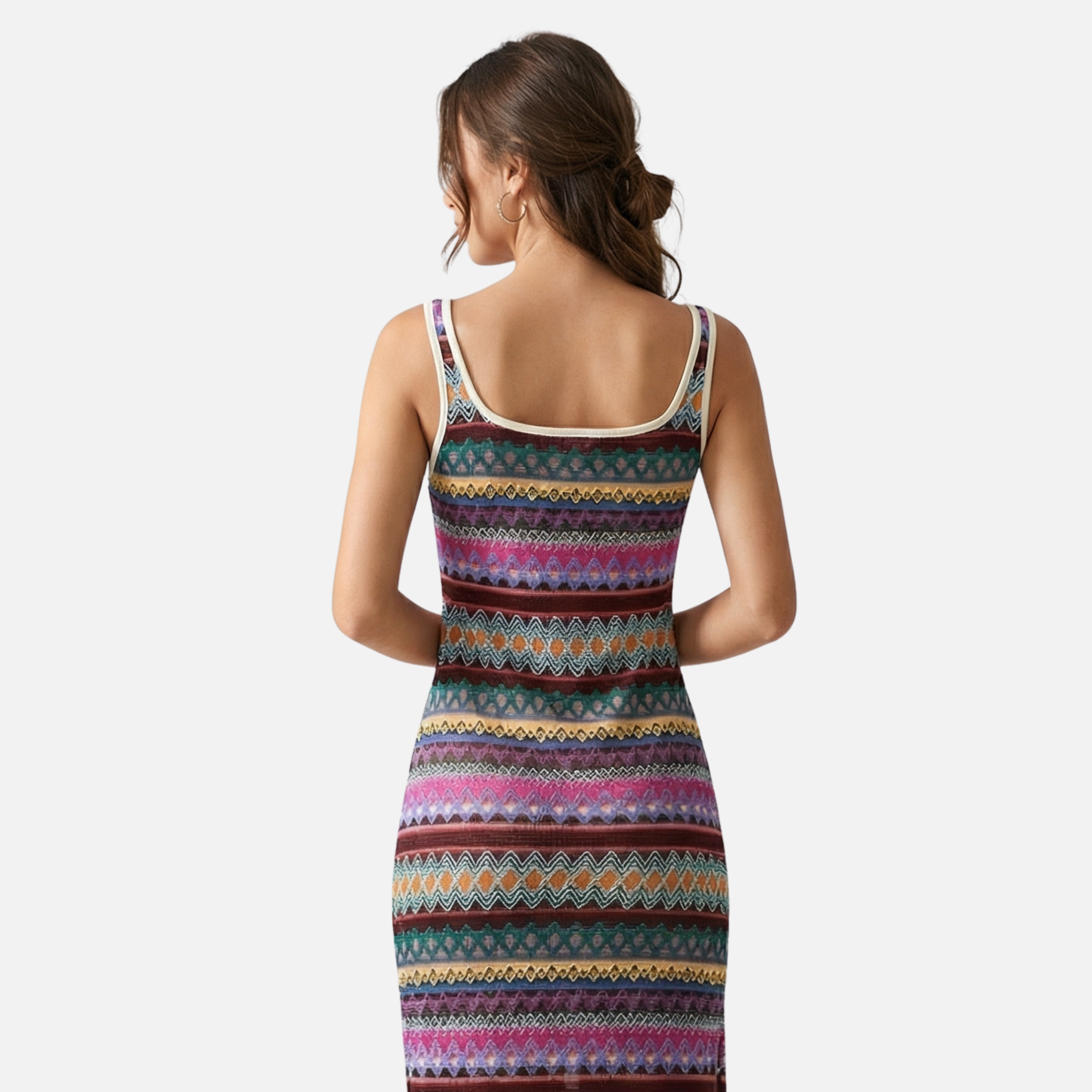 Sleeveless Striped Maxi Dress with Side Slit for Women