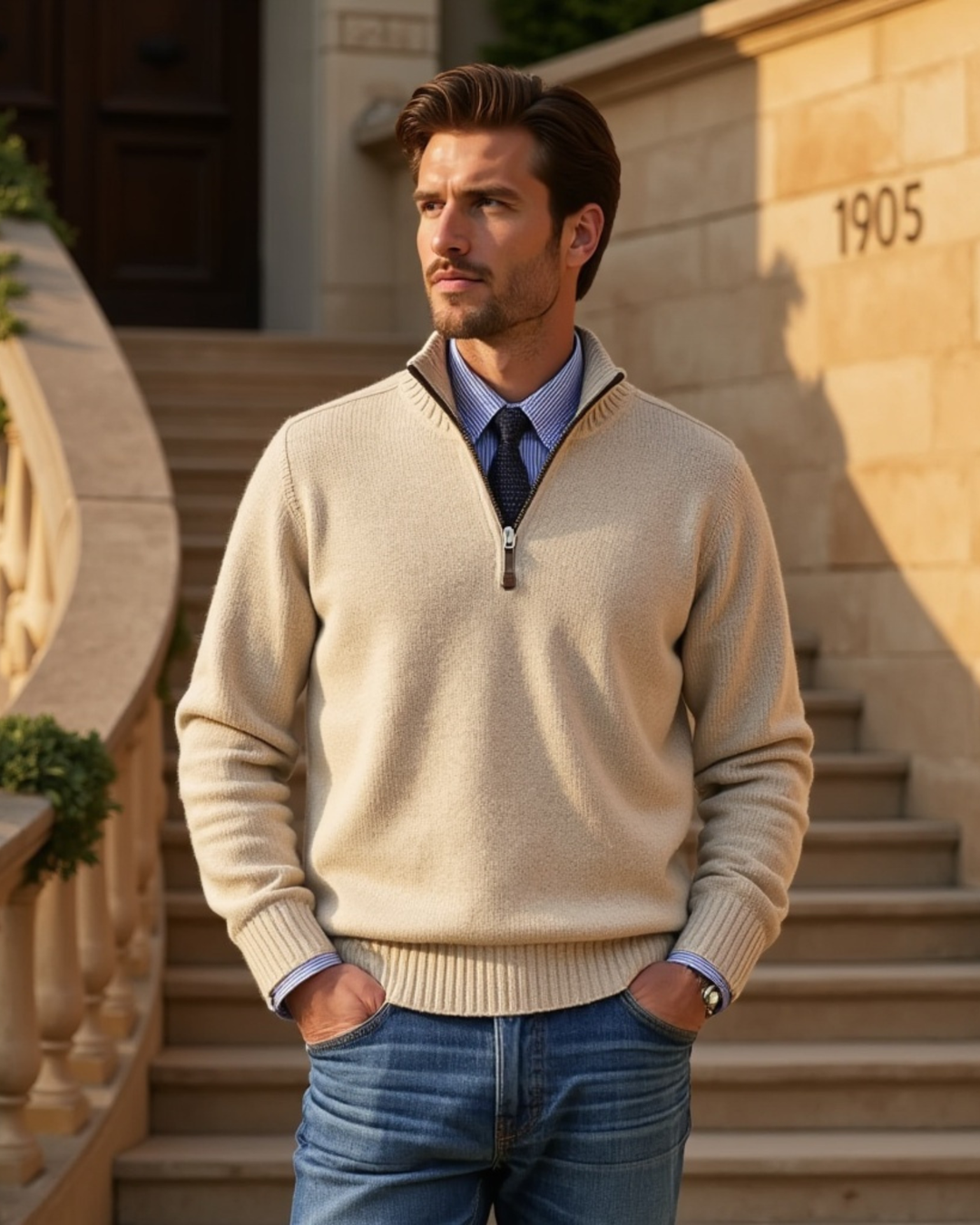 Luhvia | Men’s Half-Zip Sweater with Modern Zipper Accent