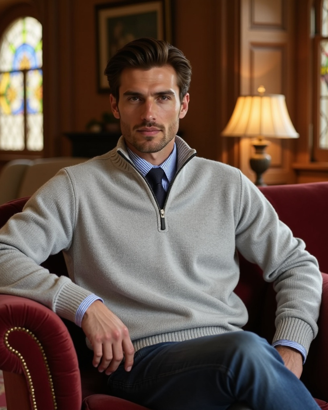 Luhvia | Men’s Half-Zip Sweater with Modern Zipper Accent
