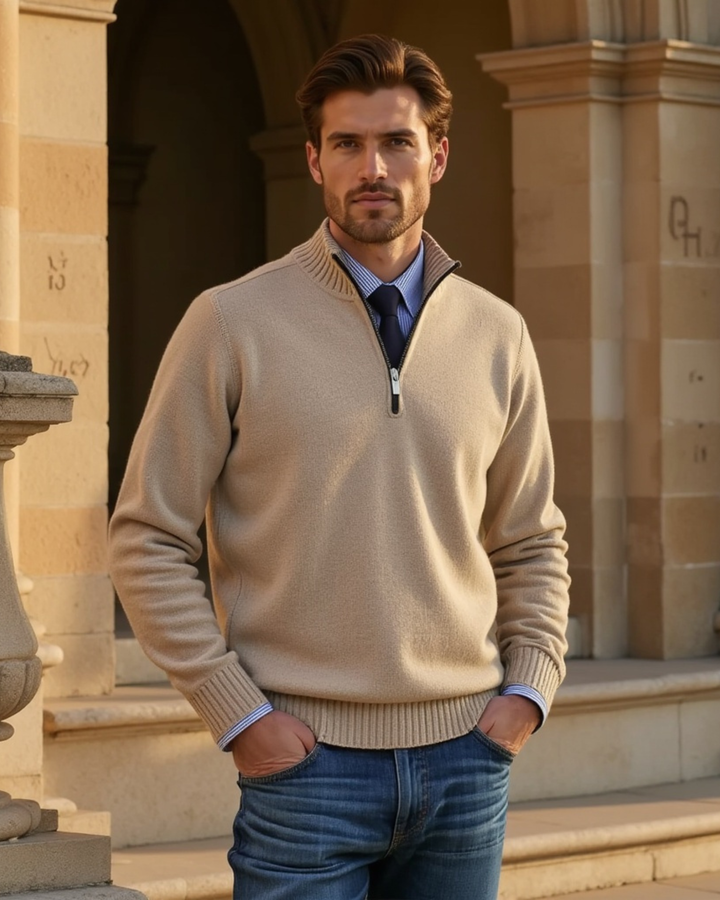 Luhvia | Men’s Half-Zip Sweater with Modern Zipper Accent