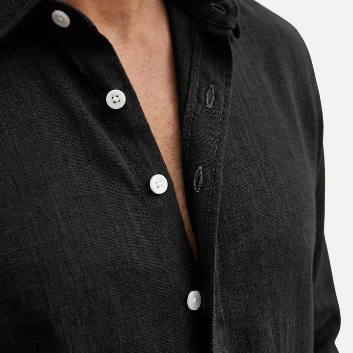 Breathable Lightweight Linen Summer Shirt with Classic Collar for Men