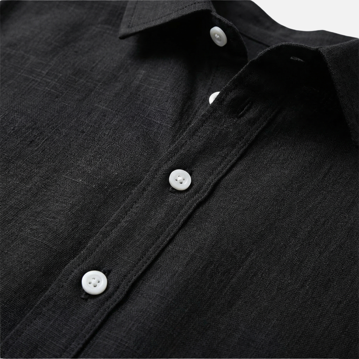 Breathable Lightweight Linen Summer Shirt with Classic Collar for Men
