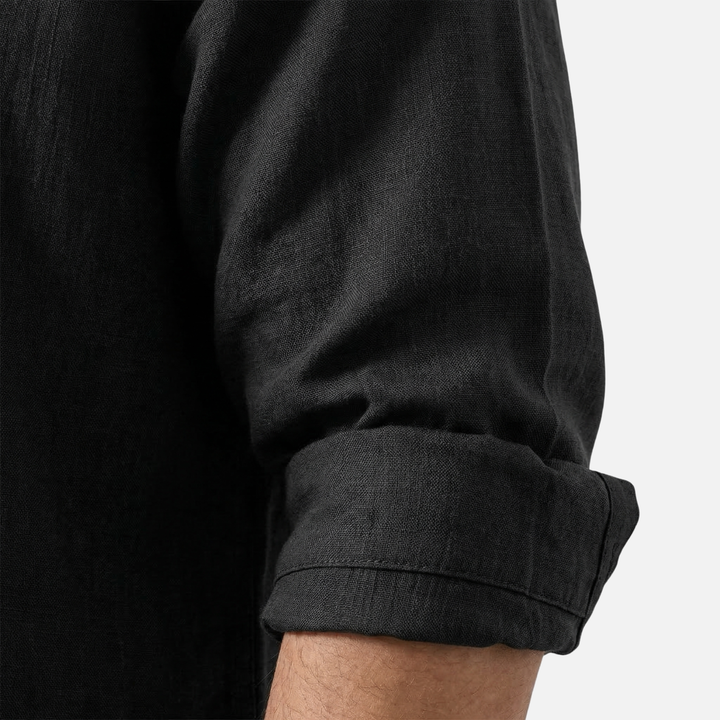 Breathable Lightweight Linen Summer Shirt with Classic Collar for Men