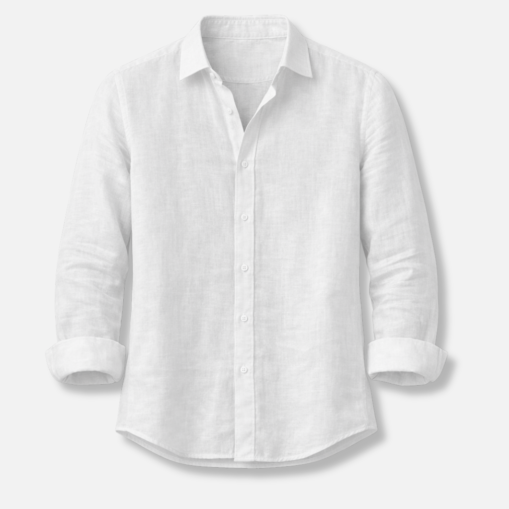 Linen Summer Shirt – Button-Down Roll-Up Sleeve for Men