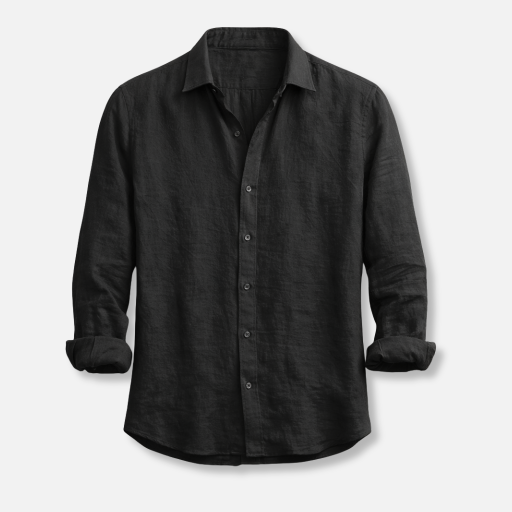 Linen Summer Shirt – Button-Down Roll-Up Sleeve for Men