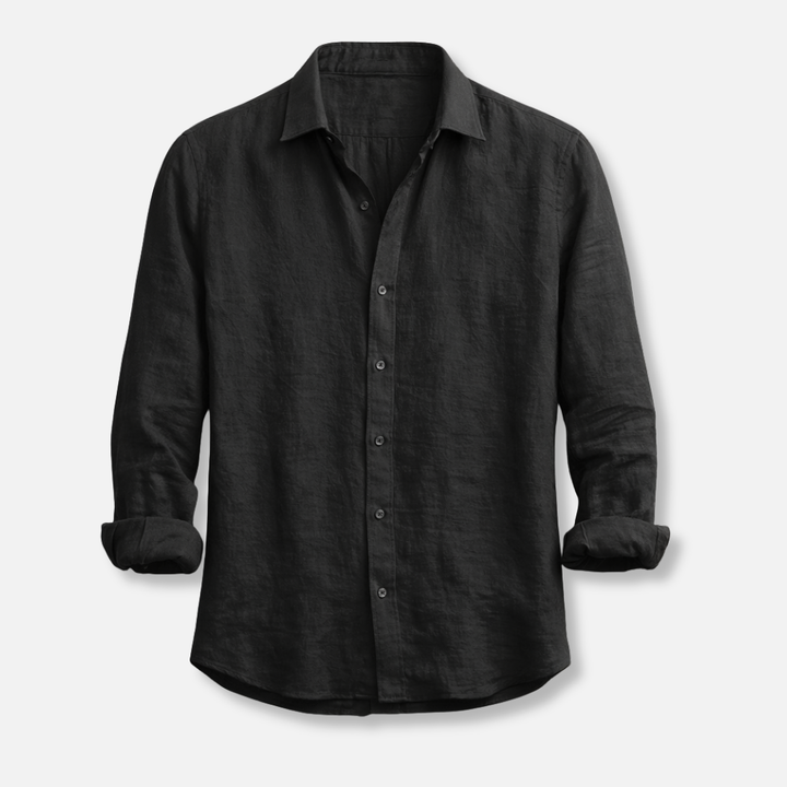 Linen Summer Shirt – Button-Down Roll-Up Sleeve for Men
