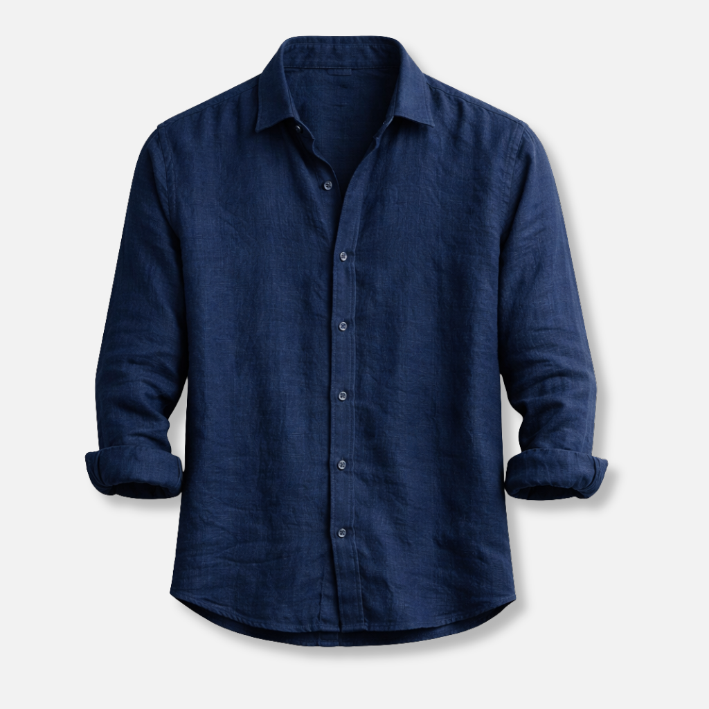 Linen Summer Shirt – Button-Down Roll-Up Sleeve for Men