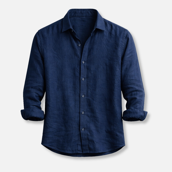 Linen Summer Shirt – Button-Down Roll-Up Sleeve for Men