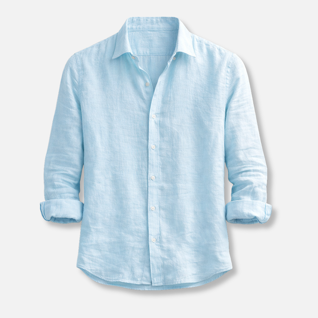 Linen Summer Shirt – Button-Down Roll-Up Sleeve for Men