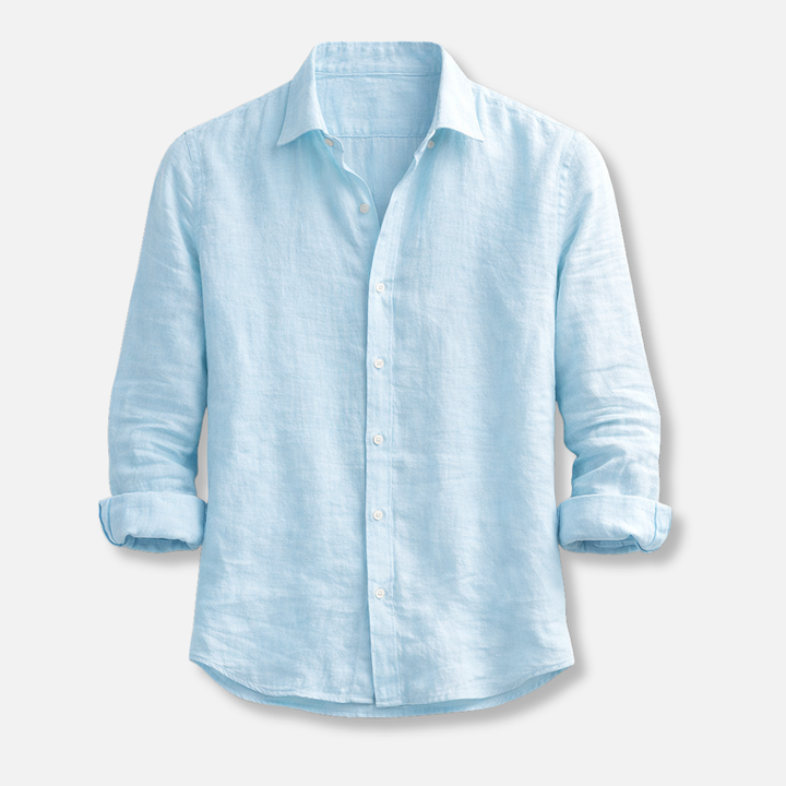 Linen Summer Shirt – Button-Down Roll-Up Sleeve for Men