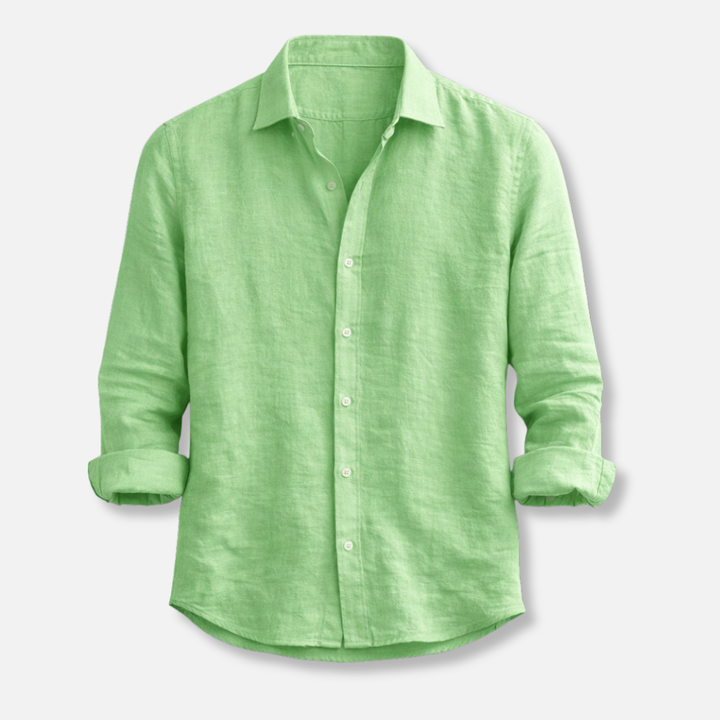 Linen Summer Shirt – Button-Down Roll-Up Sleeve for Men