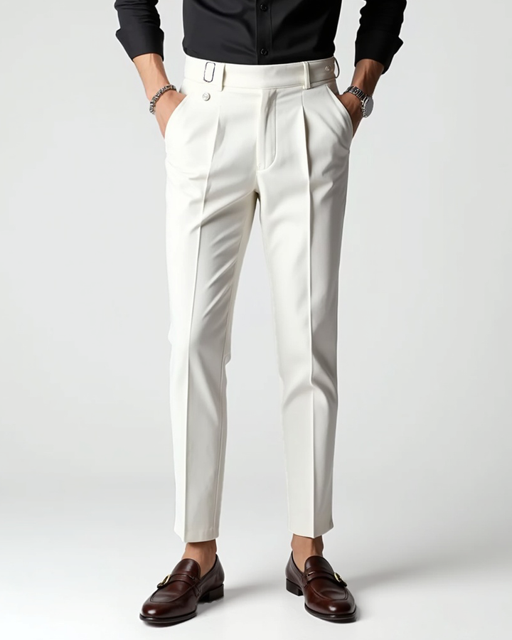 Luhvia | Men’s Pleated Front Dress Trousers with Belt Loops