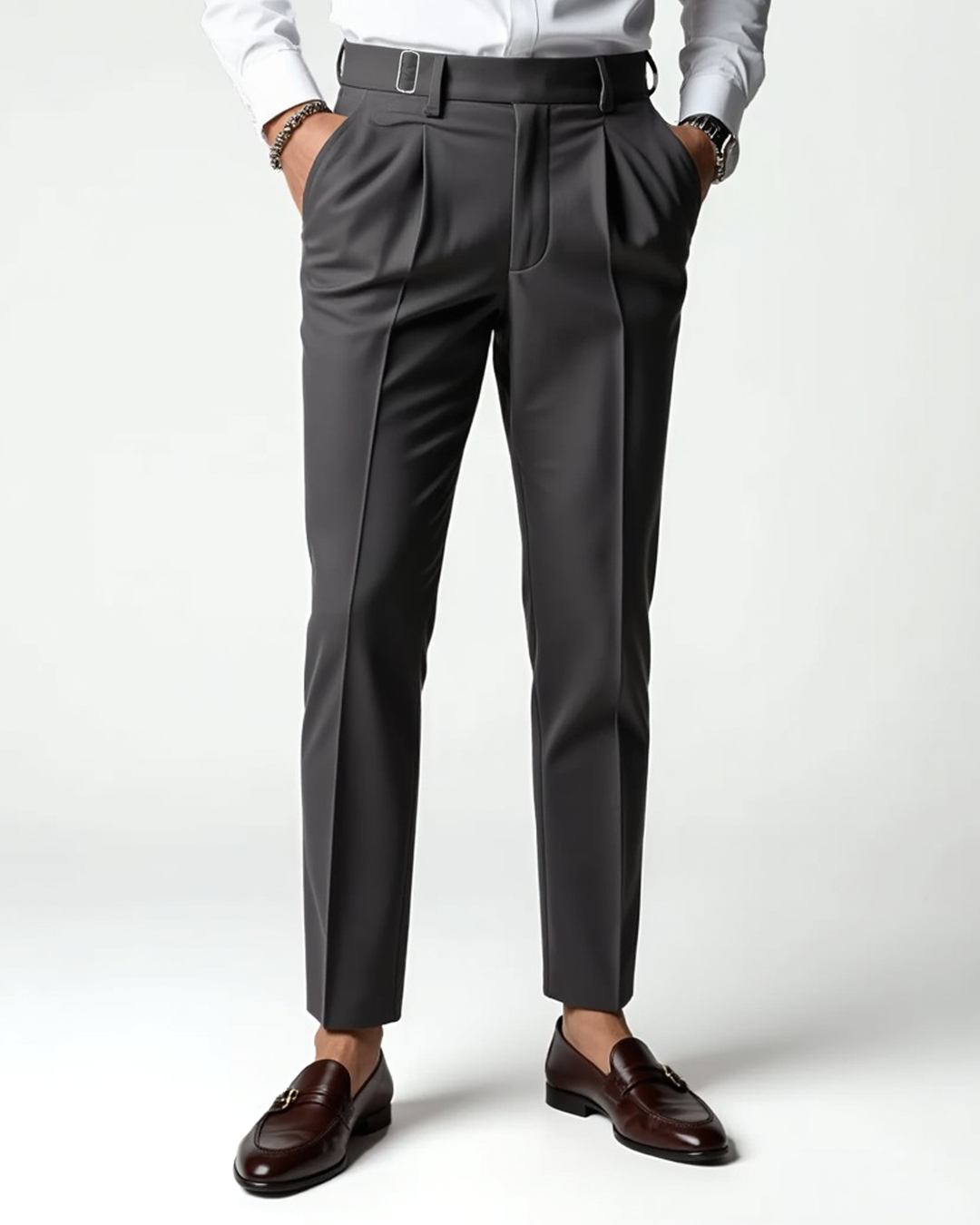 Luhvia | Men’s Pleated Front Dress Trousers with Belt Loops