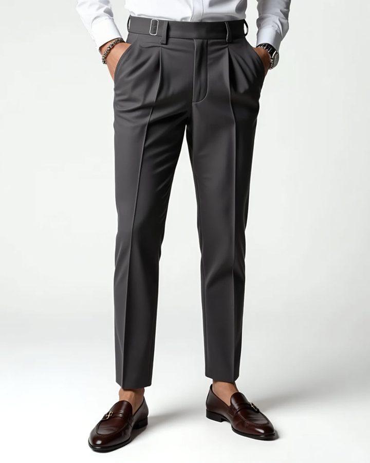 Luhvia | Men’s Pleated Front Dress Trousers with Belt Loops