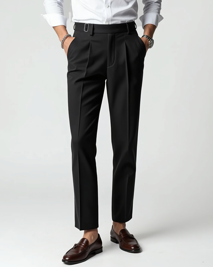 Luhvia | Men’s Pleated Front Dress Trousers with Belt Loops