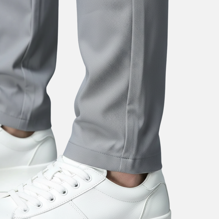 Men’s Stretchy Straight-Leg Trousers with Belt Loops
