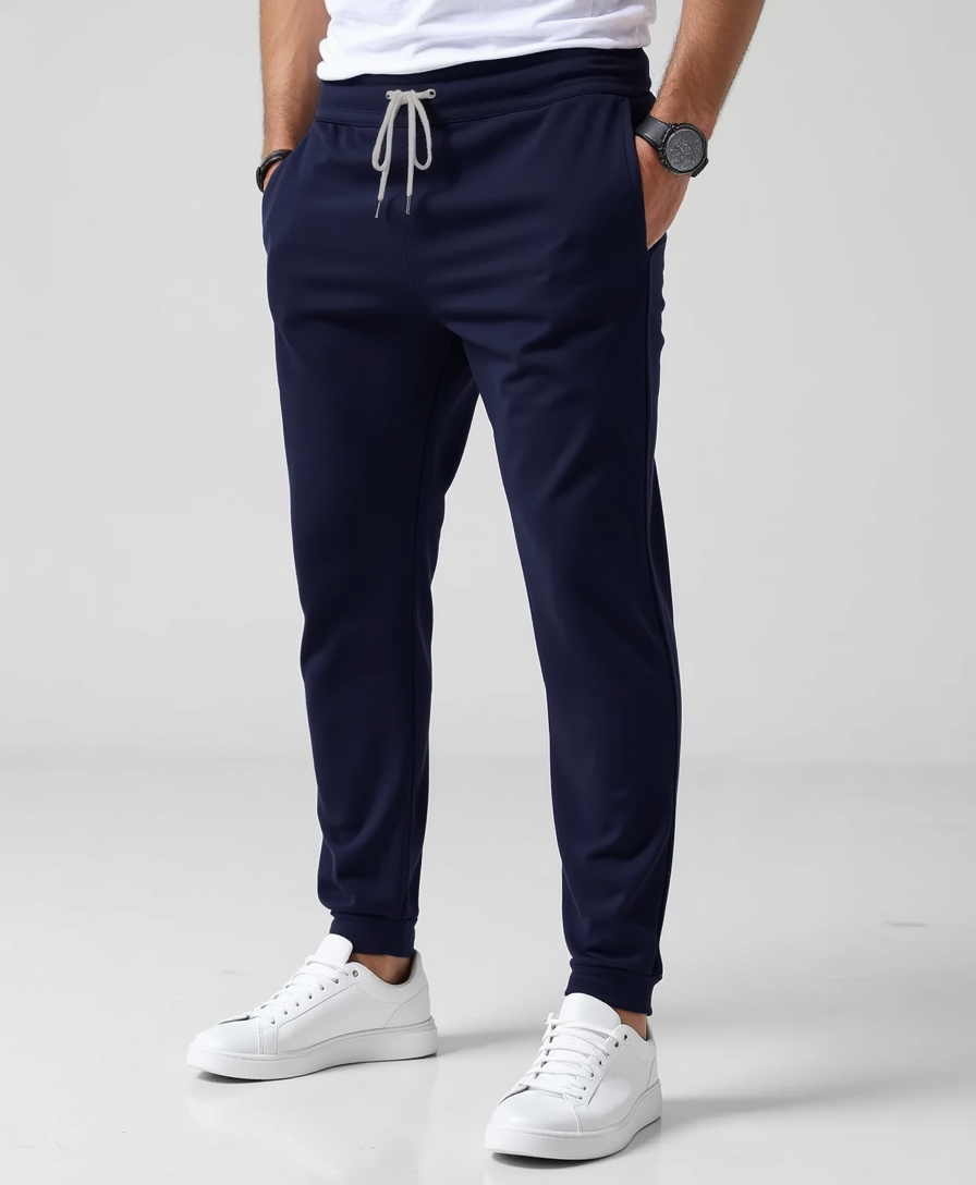 Casual Trousers with Drawstring Waistband – Lightweight Slim Fit Pants for Men