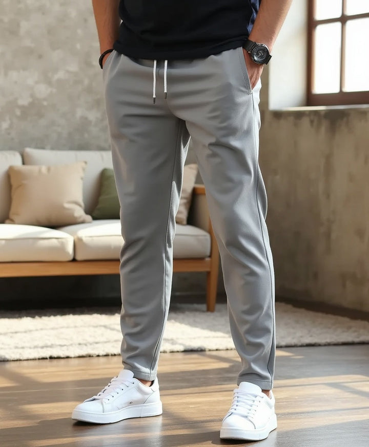 Casual Trousers with Drawstring Waistband – Lightweight Slim Fit Pants for Men
