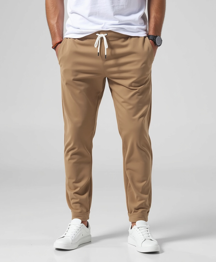 Casual Trousers with Drawstring Waistband – Lightweight Slim Fit Pants for Men
