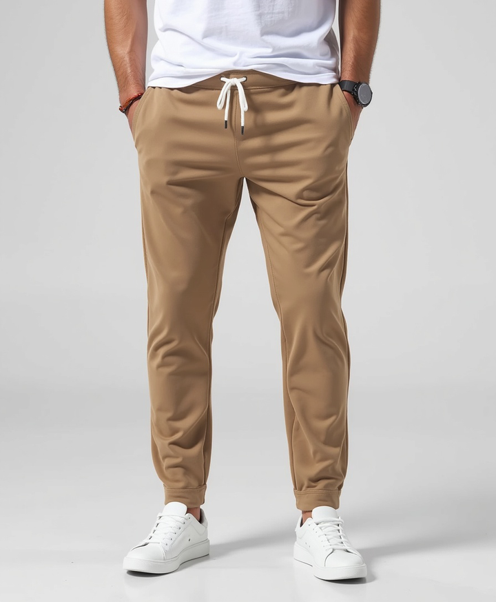 Casual Trousers with Drawstring Waistband – Lightweight Slim Fit Pants for Men