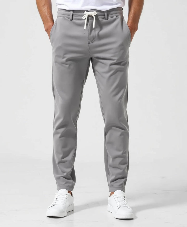 Casual Trousers with Drawstring Waistband – Lightweight Slim Fit Pants for Men