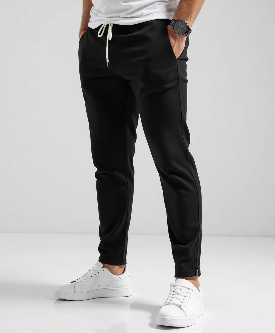 Casual Trousers with Drawstring Waistband – Lightweight Slim Fit Pants for Men