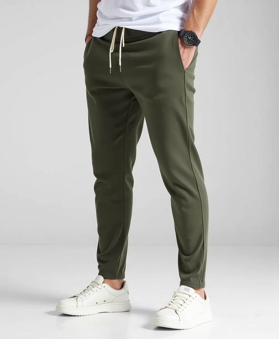 Casual Trousers with Drawstring Waistband – Lightweight Slim Fit Pants for Men