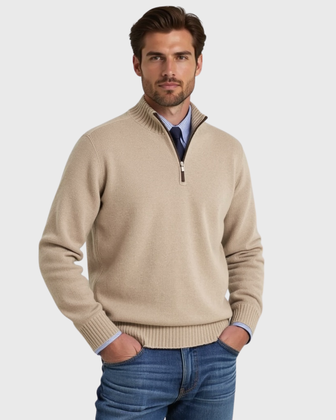 Luhvia | Men’s Half-Zip Sweater with Modern Zipper Accent