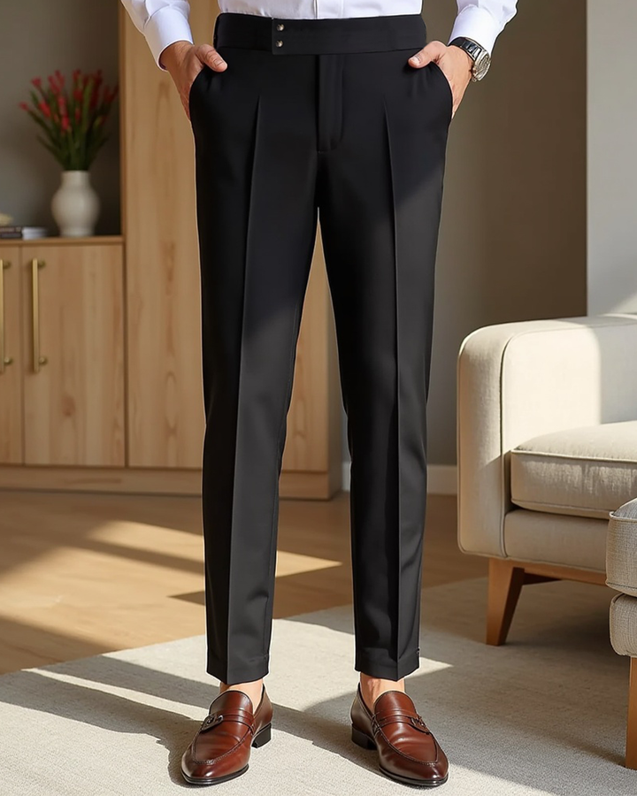 Luhvia | Men’s Pleated Front Trousers with Belt Loops