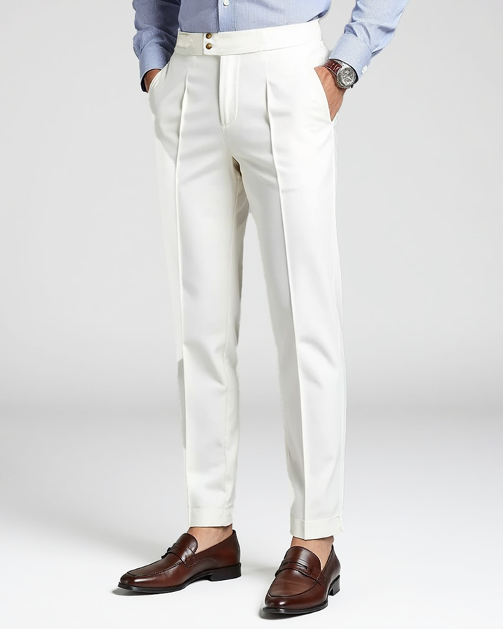 Luhvia | Men’s Pleated Front Trousers with Belt Loops
