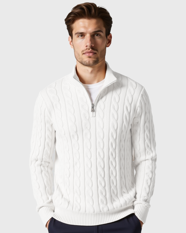 Luhvia | Men’s Ribbed Cotton Half Zip Sweater with High Neck