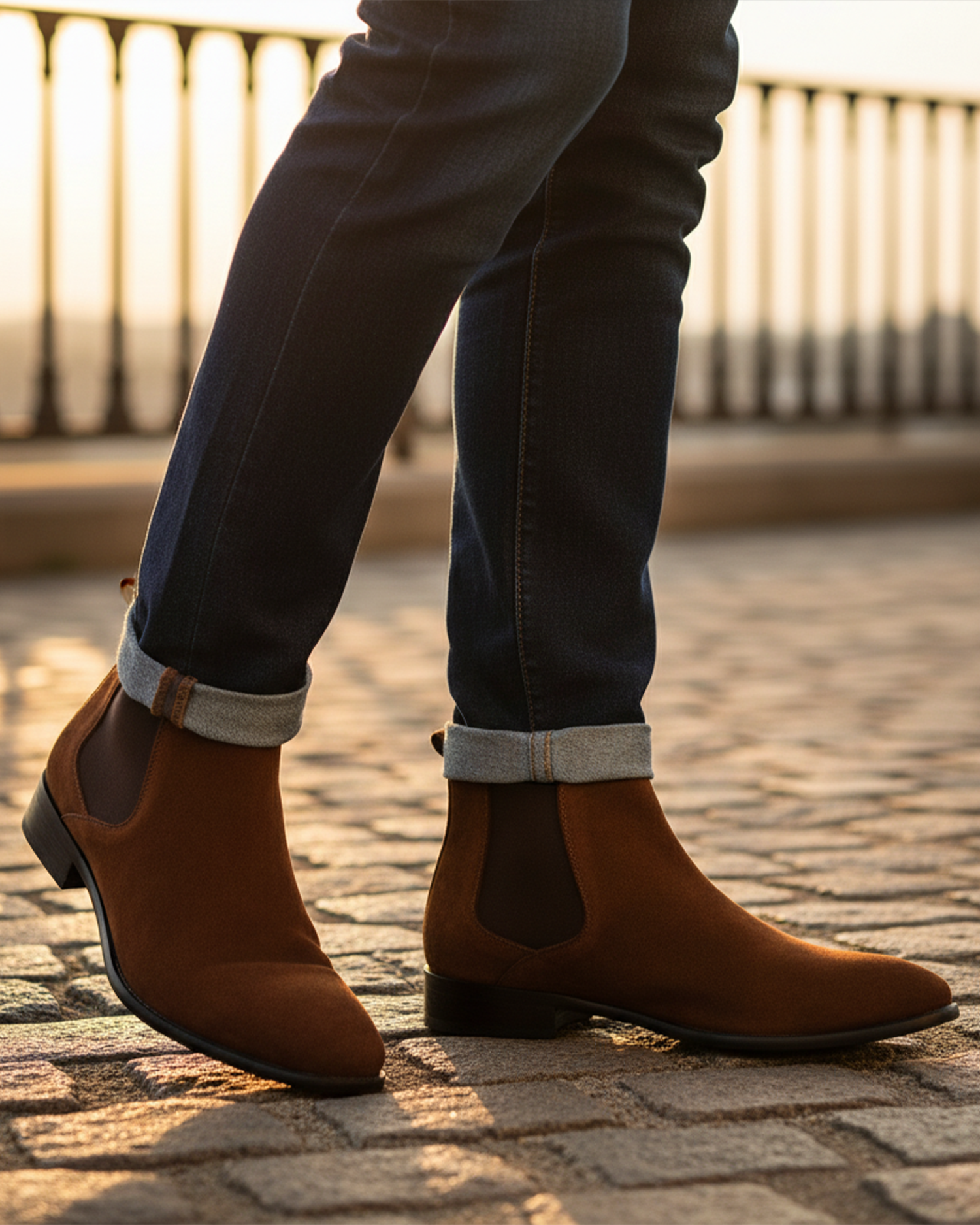 Suede Chelsea Boots with Side Panels for Men