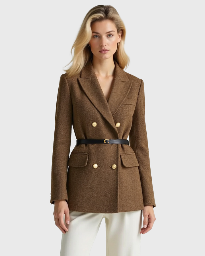 Luhvia | Women’s Double-Breasted Tweed Coat with Notched Lapel