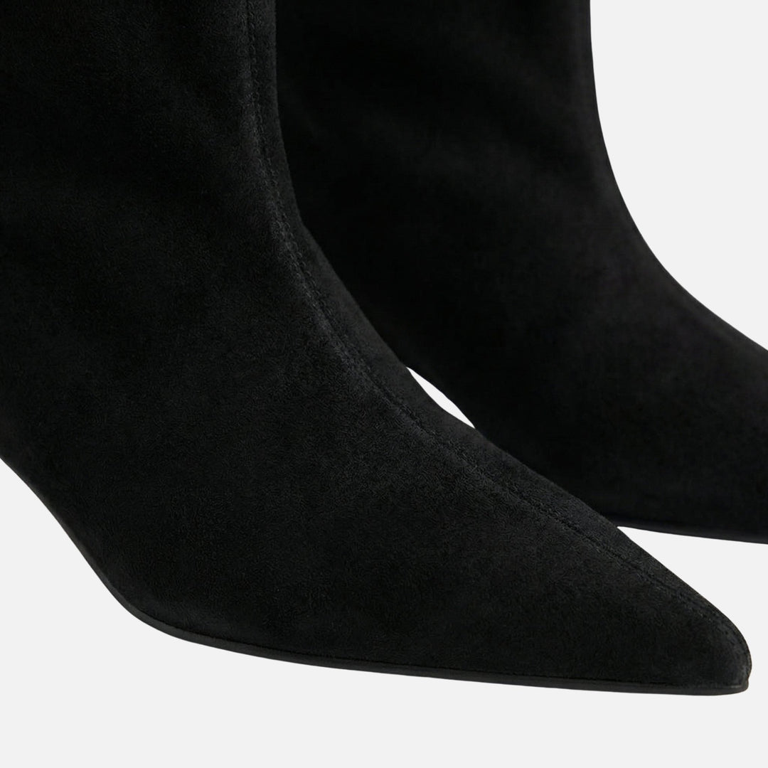 Pointed Toe Suede Ankle Boots with Kitten Heel for Women