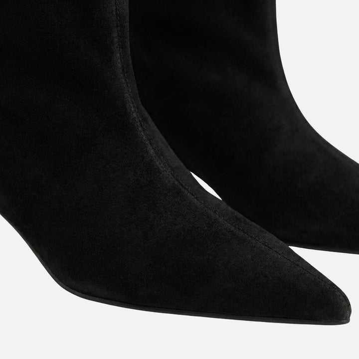 Pointed Toe Suede Ankle Boots with Kitten Heel for Women