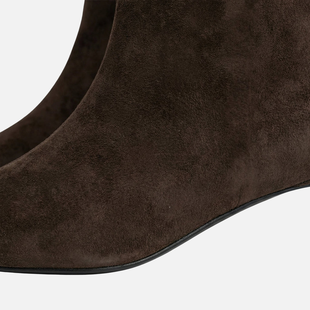 Pointed Toe Suede Ankle Boots with Kitten Heel for Women