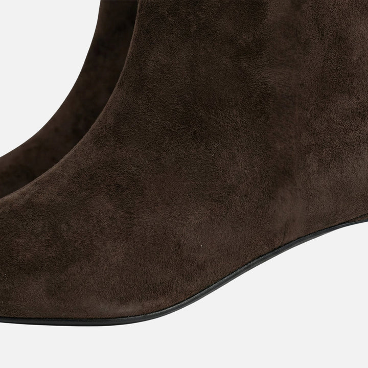 Pointed Toe Suede Ankle Boots with Kitten Heel for Women