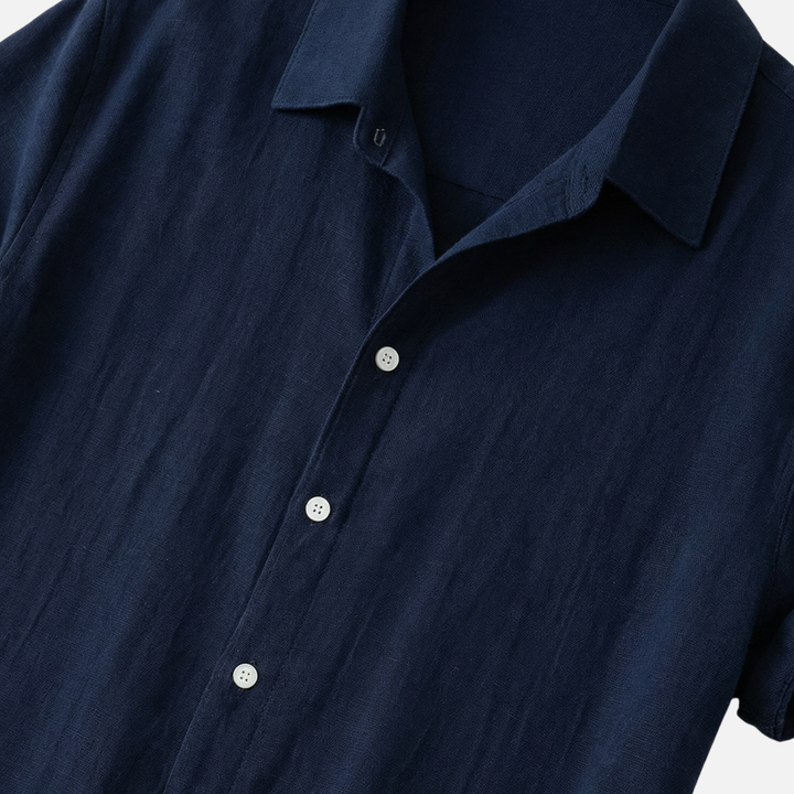 Relaxed Fit Linen Set with Drawstring Waist for Men