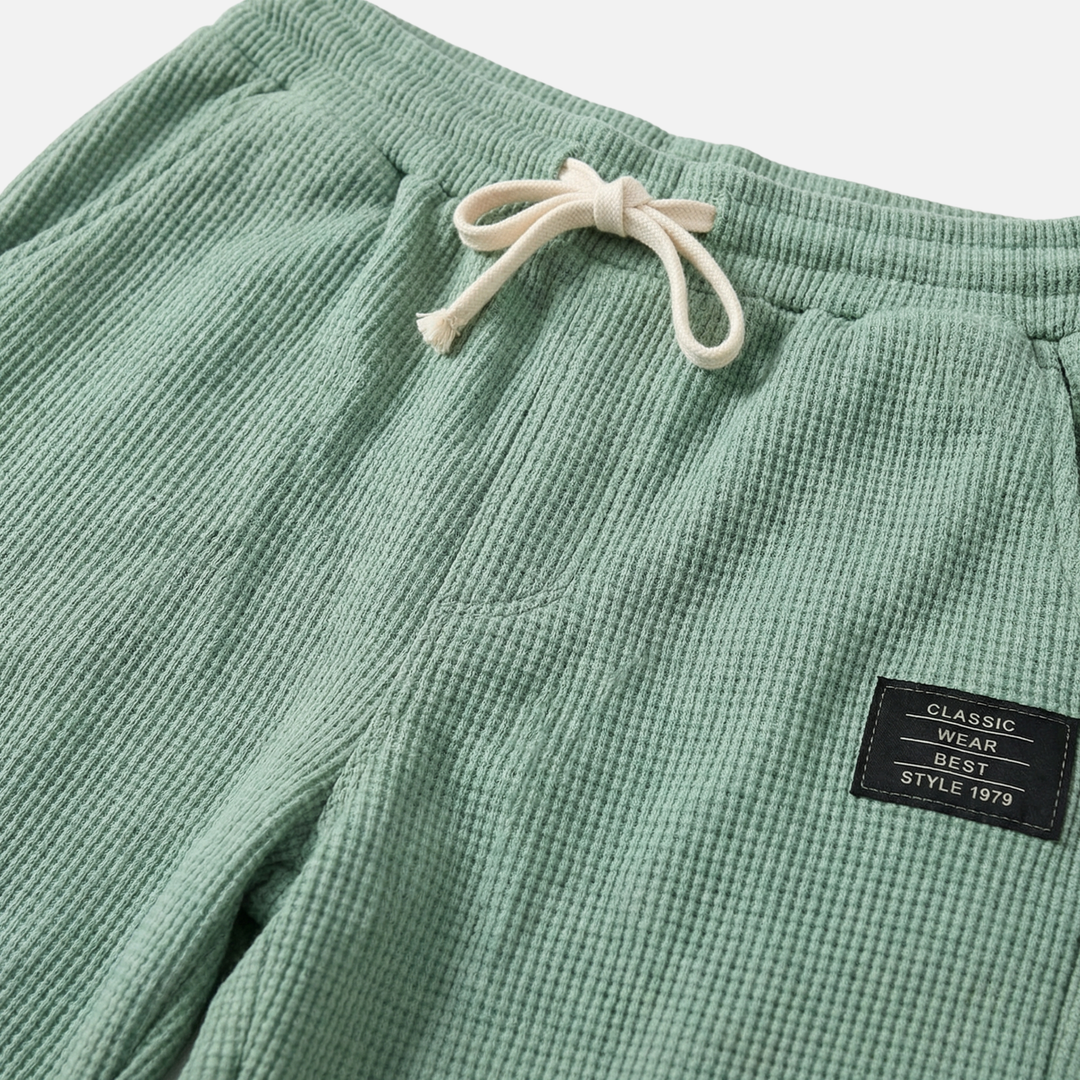 Waffle Knit Trousers with Side Pockets for Men