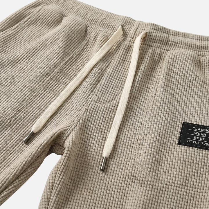 Waffle Knit Trousers with Side Pockets for Men