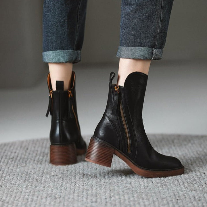 Ankle Boots with Side Zipper for Women
