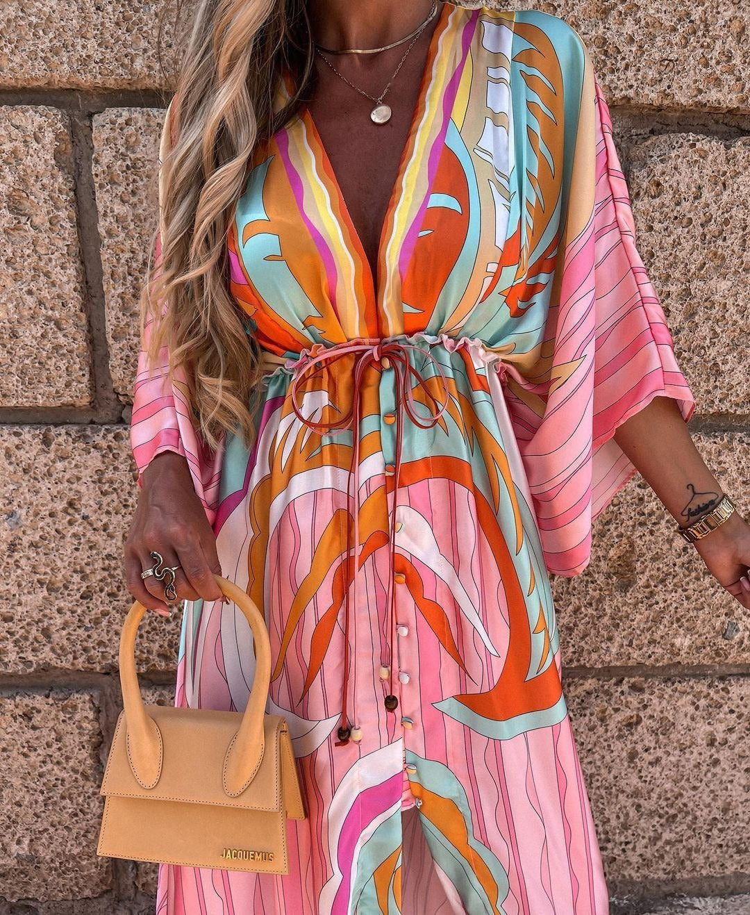 Multi-Color Abstract - Colorful Summer Dress Maxi Dress With Floral Print for Women