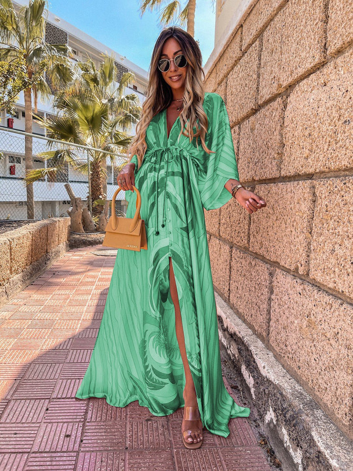 Green Pattern - Colorful Summer Dress Maxi Dress With Floral Print for Women